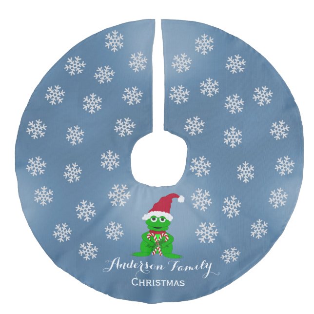 Personalisierter Frosch-Weihnachtsbaum-Rock Leinenimitat Weihnachtsbaumdecke (Vorderseite)