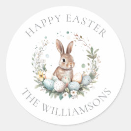 Personalisierter Frühling Bunny Easter Egland Runder Aufkleber