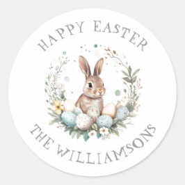 Personalisierter Frühling Bunny Easter Egland Runder Aufkleber