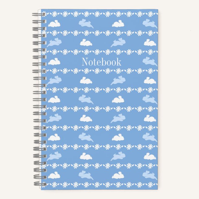 Personalisierter Frühlingshase Gänseblümchen Weiß  Notizbuch (Vorderseite)