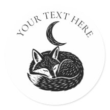 Personalisierter Fuchs & Halbmond Natur-Aufkleber