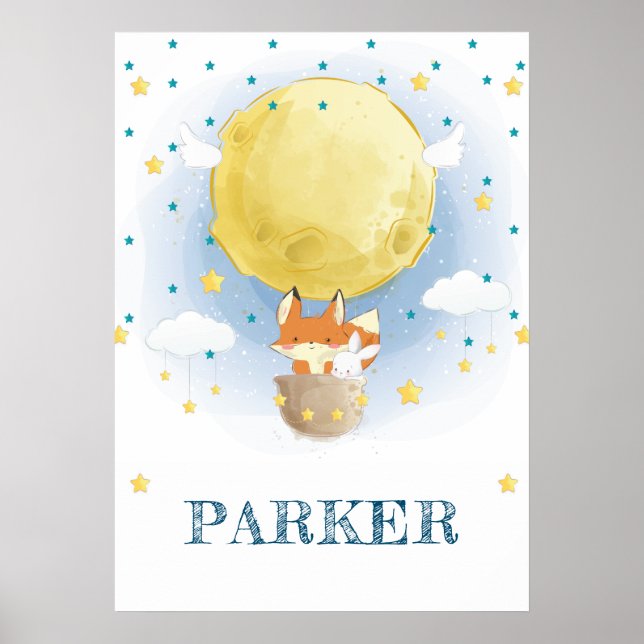 Personalisierter Fuchs Luftballon Poster (Vorne)