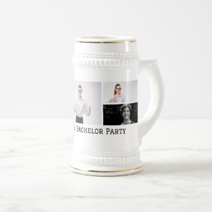 Personalisierter Fünf-Foto-Text Junggesellenabschi Bierglas