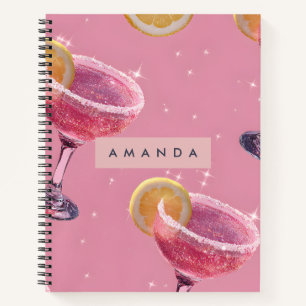 Personalisierter Funkel-Glam-Pink-Cocktail Notizbuch