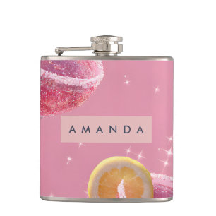 Personalisierter Funkel-Glamour-Pink-Cocktail Flachmann