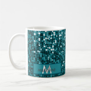 Personalisierter Funkelnd Aquamariner Sequenzname/ Kaffeetasse