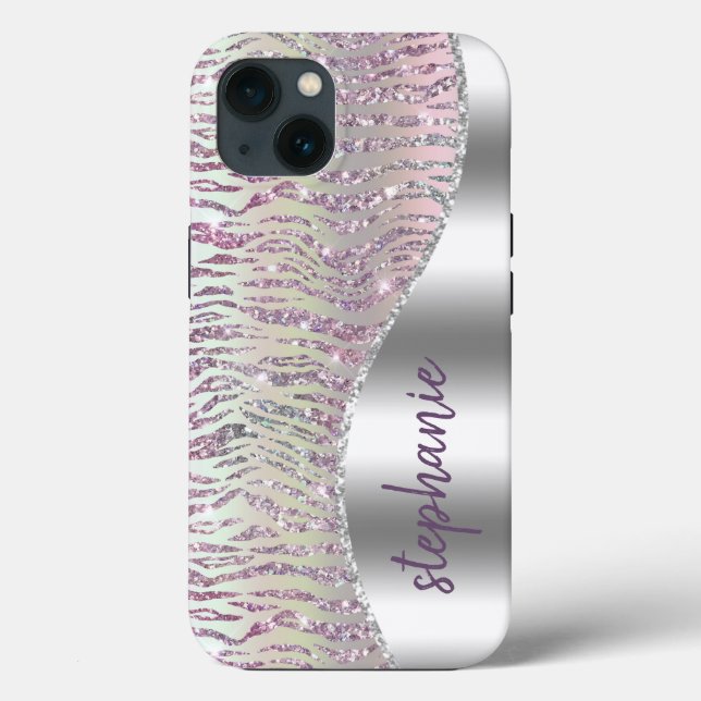 Personalisierter Funkelnd Rosa Diamanttrommel Case-Mate iPhone Hülle (Rückseite)