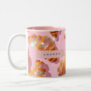Personalisierter Funkelnde Croissant-Stil Zweifarbige Tasse