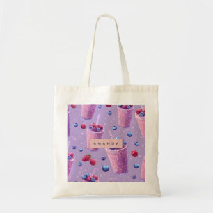 Personalisierter funkelnder Beeren-Glück-Purple-Sm Tragetasche