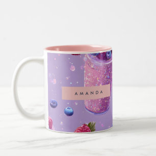 Personalisierter funkelnder Beeren-Glück-Purpur-Sm Zweifarbige Tasse