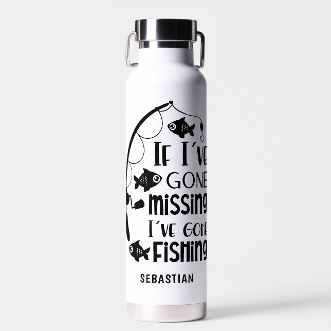Personalisierter Funny Gone Fischen Trinkflasche (Vorne)