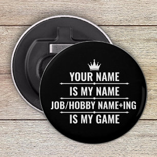Personalisierter Funny Job und Name des Hobby Flaschenöffner