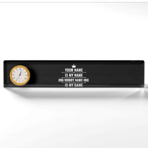 Personalisierter Funny Job und Name des Hobby Namensplakette