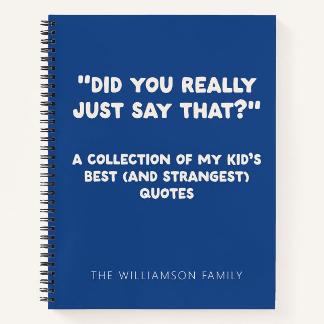 Personalisierter Funny Kid Zitat Mama Vater Leben  Notizbuch (Vorderseite)