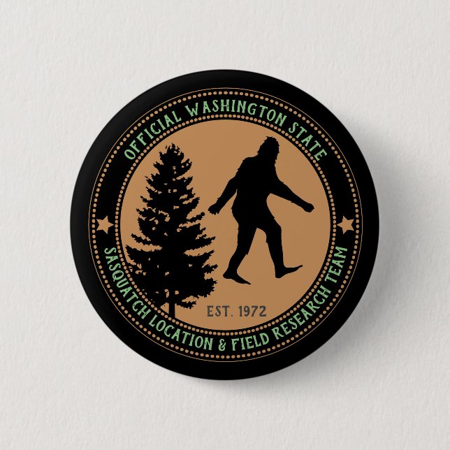 Personalisierter Funny Sasquatch Standort und Fors Button (Vorderseite)