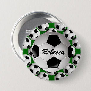 Personalisierter Fußball-Ball auf Fußball-Muster Button