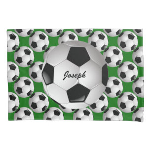 Personalisierter Fußball-Ball auf Fußball-Muster Kissenbezug