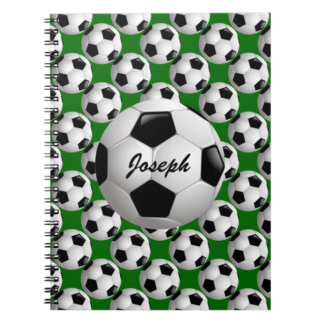 Personalisierter Fußball-Ball auf Fußball-Muster Notizblock (Vorderseite)