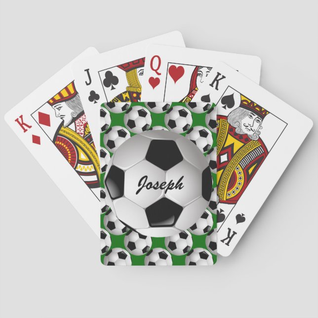 Personalisierter Fußball-Ball auf Fußball-Muster Spielkarten (Rückseite)