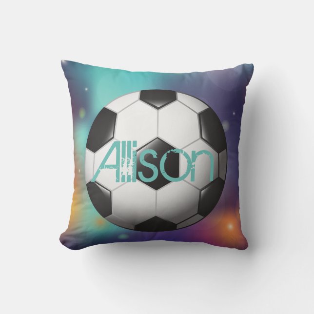 Personalisierter Fußball-Ball-Galaxie-Druck Kissen (Vorderseite)