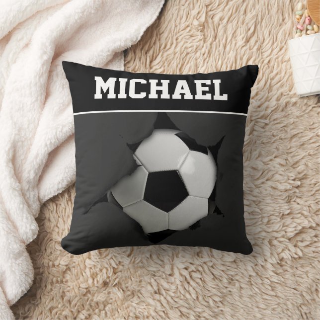 Personalisierter Fußball-Ball Name Sport Kissen (Decke)