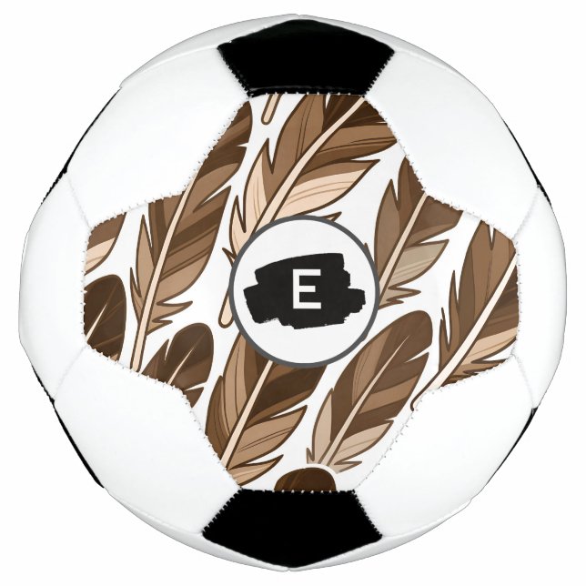 Personalisierter Fußball - Boho Monogram Brown (Vorderseite)