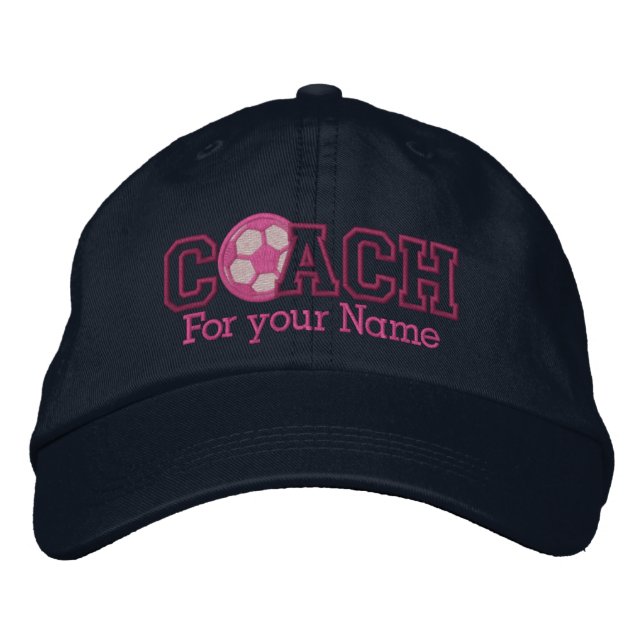 Personalisierter Fußball-Coach mit Ihrem Namen Bestickte Kappe (Vorderseite)