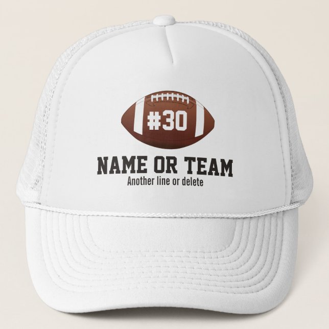 Personalisierter Fußball-Entwurfs-Name, Zahl, Team Truckerkappe (Vorderseite)