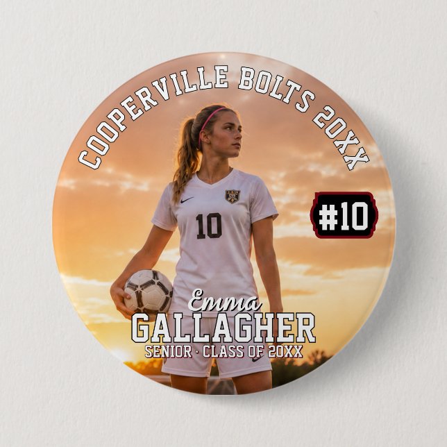 Personalisierter Fußball-Foto-Button Button (Vorderseite)