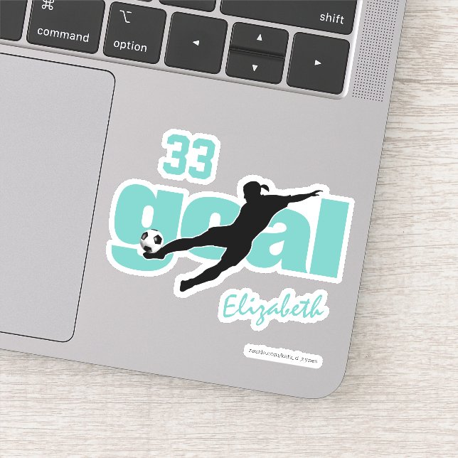 personalisierter Fußball für aquamarine, Schwarz-w Aufkleber (Detail)