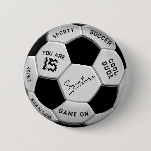 Personalisierter Fußball-Geburtstag Alter Name Button