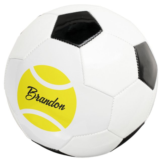 Personalisierter Fußball mit Tennisball-Logo (Dreiviertel)