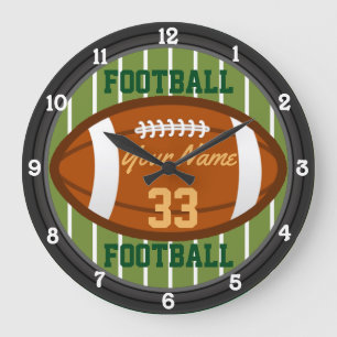 Personalisierter Fußball-Name und Zahl Große Wanduhr