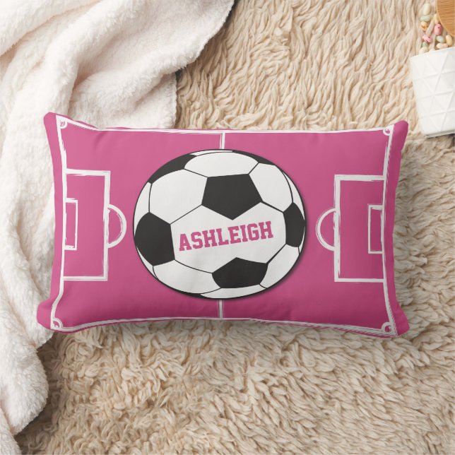 Personalisierter Fußball und Felsrosa Lendenkissen (Decke)