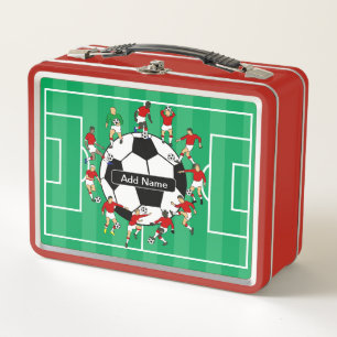 Personalisierter Fußball und Spieler Metall Brotdose