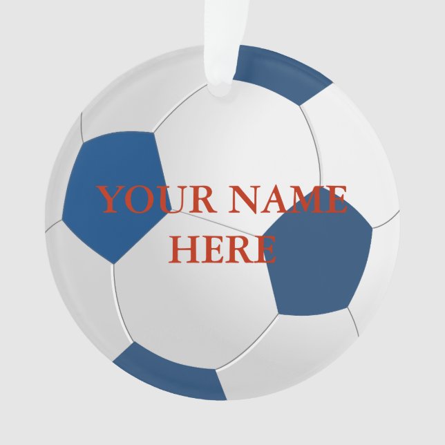 Personalisierter Fußballball Name Weihnachten Ornament (Vorderseite)