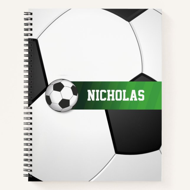Personalisierter Fußballball-Sportfan Notizbuch (Vorderseite)