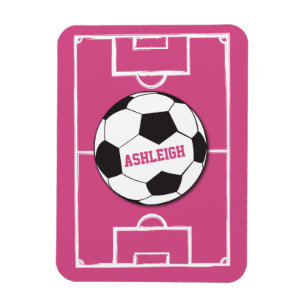 Personalisierter Fußballball und Felsrosa Magnet