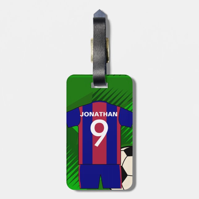 Personalisierter Fußballfußball Jersey Gepäckanhänger (Rückseite vertikal)