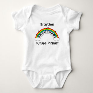 Personalisierter Future Pianist Regenbogen-Baby-Bo Baby Strampler