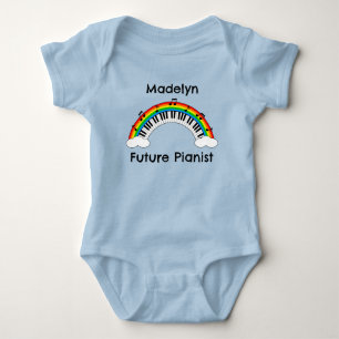 Personalisierter Future Pianist Regenbogen-Baby-Bo Baby Strampler