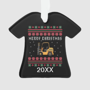 Personalisierter Gabelstapler Ugly Christmas Sweat Ornament