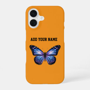 Personalisierter Galaxy-Schmetterling Kosmischer N iPhone 16 Hülle
