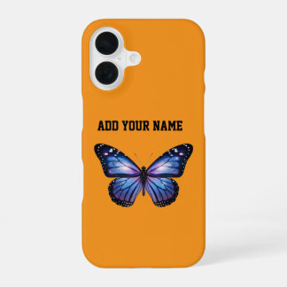 Personalisierter Galaxy-Schmetterling Kosmischer N iPhone 16 Hülle