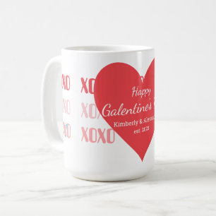 Personalisierter Galentine's Day Rosa und Rot Kaffeetasse