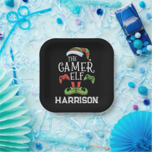 Personalisierter Gamer-Elf-Weihnachts-Videospiel- Pappteller