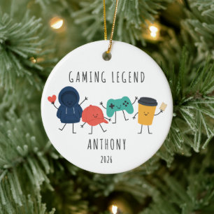 Personalisierter Gaming-Legende-Weihnachtsbaumschm Keramik Ornament