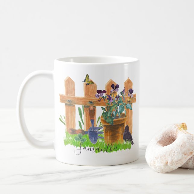 Personalisierter Gartengarten Kaffeetasse (Mit Donut)