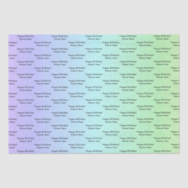 Personalisierter Geburtsname Elegante Rainbow Colo Seidenpapier (Vorderseite)