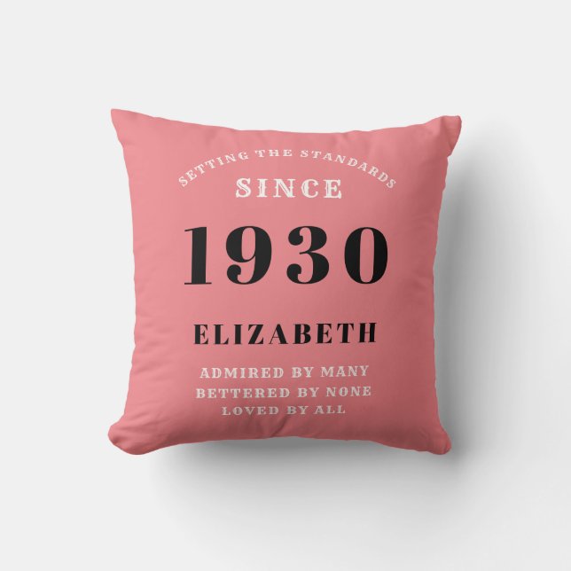 Personalisierter Geburtstag 1930 Name Pink hinzufü Kissen (Vorderseite)